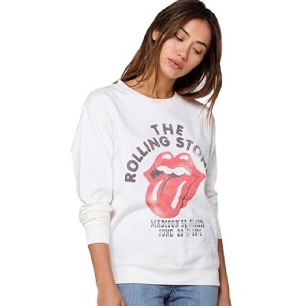 Rolling Stones MSG 1975 Sweatshirt, Cream Small | Retro 70s Rock n Roll grunge